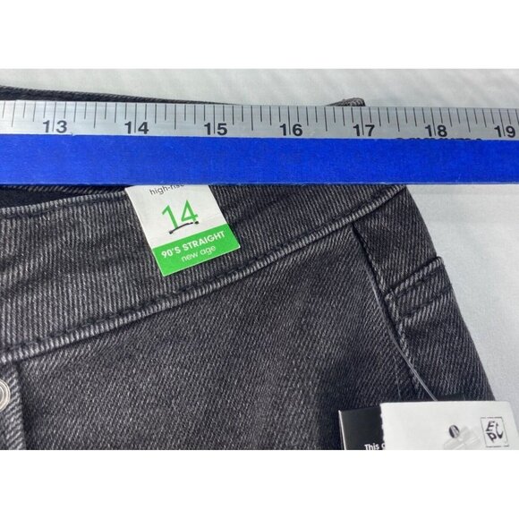 RE Generation Jeans Womens Plus Size 14 Black Denim Stretch Straight Pockets New - Picture 5 of 8